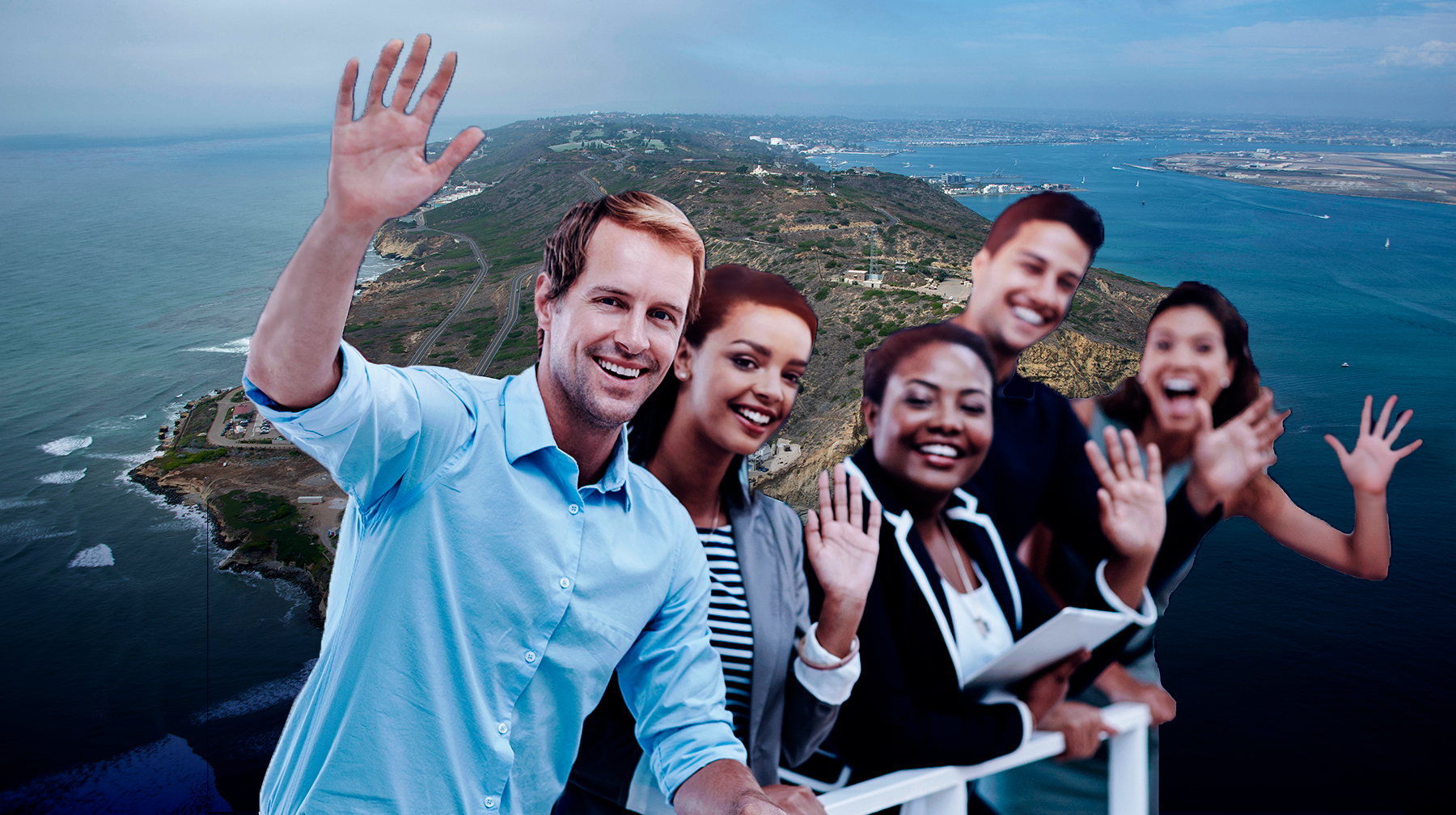 A group of employees greet a new employee